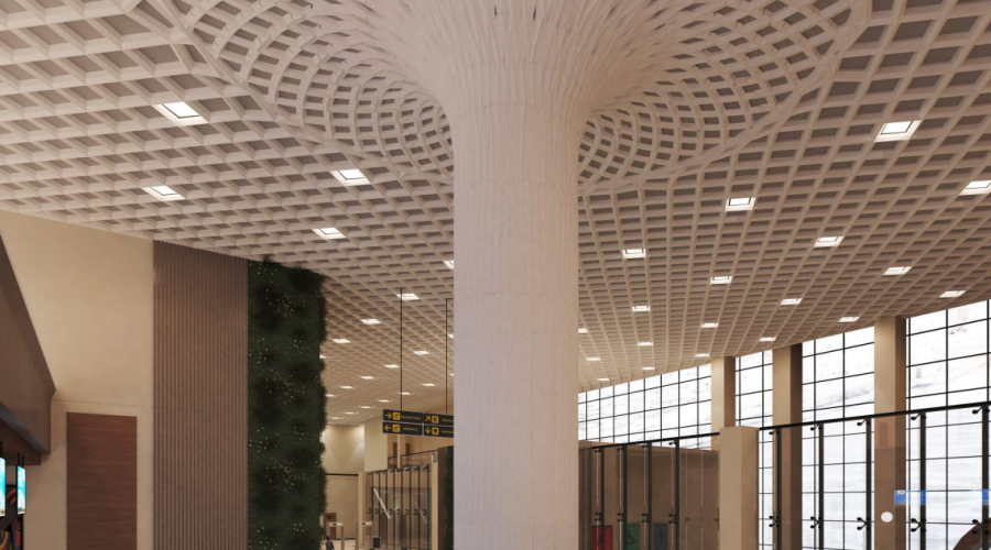 出口剛果金機場GRG鏤空吊頂GRG柱子工程 出口剛果金機場GRG鏤空吊頂GRG柱子工程