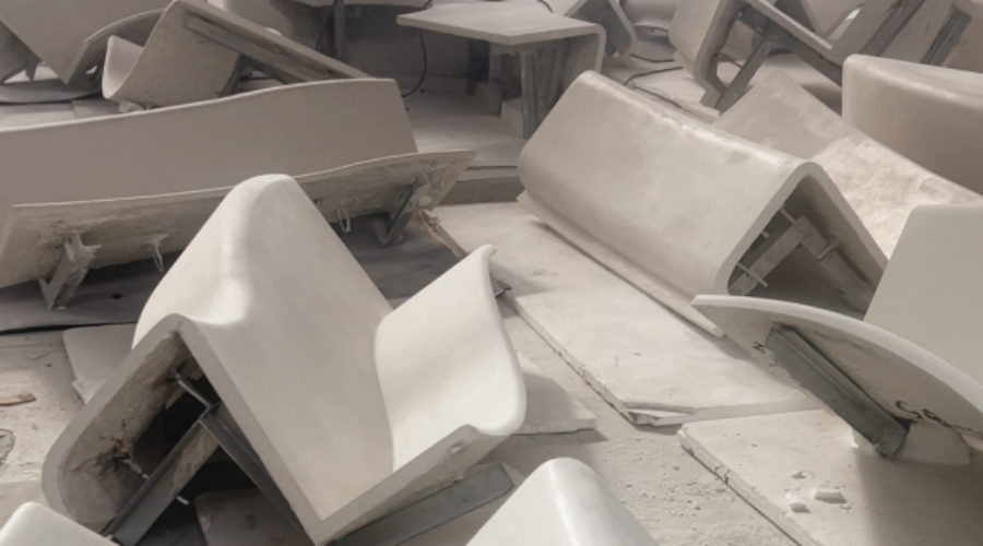 武漢商場水磨石GRC坐凳造型工程 武漢商場水磨石GRC坐凳造型工程